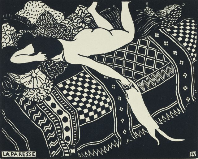 フェリックス・ヴァロットン「怠惰」1896年 木版、紙 17.8×22.1cm 三菱一号館美術館