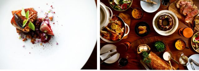（写真左）シグネチャーレストラン「八坂」 7品コースのうちの1品、（写真右）「KYOTO BISTRO」のフェスティブコース（イメージ）
