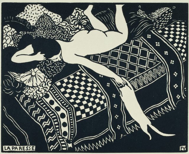 フェリックス・ヴァロットン『怠惰』 1896年 木版、紙 17.8×22.1cm 三菱一号館美術館