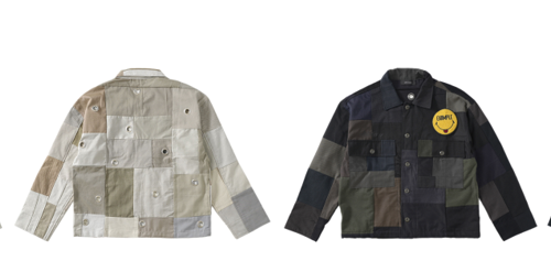 「EXAMPLE × ARTCHENY Patchwork Chino Jacket With Emb」¥41,800（COLOR：BEIGE / NAVY、SIZE：M / L）