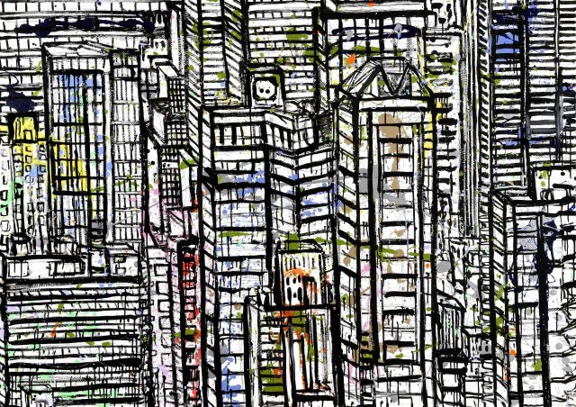 Manhattan In Black And White And Color 152×214cm アクリル・キャンバス
