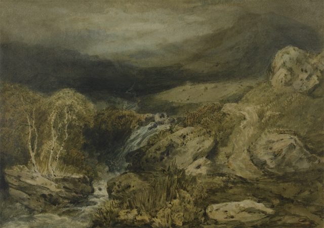 ジョゼフ・マロード・ウィリアム・ターナー《コニストンの荒地》 1797年頃　水彩、鉛筆・紙　郡山市立美術館蔵