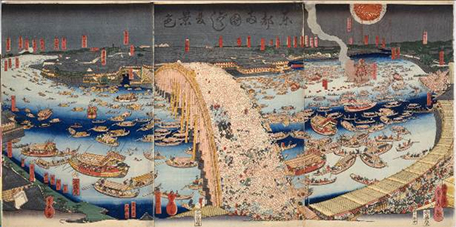 橋本貞秀「東都両国ばし夏景色」 安政6年（1859）東京都江戸東京博物館蔵