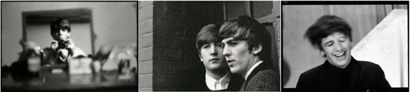 （左から）Paul McCartney, self portrait, London 1963-4 © 1963-4 Paul McCartney／John and George, Paris. 1964 © 1964 Paul McCartney／Ringo Starr, London 1963-4 © 1963-4 Paul McCartney.