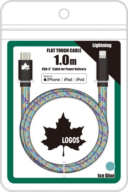 「LOGOS フラットケーブル USB-C to L 1.0m（ライトニングケーブル）」2,180円