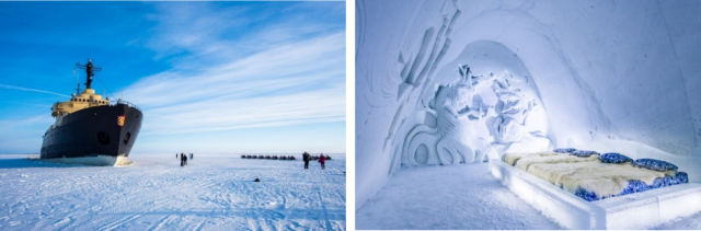 （左）Icebreaker Sampo、Kemi Tourism（右）Snow Hotel Suite、Kemi Tourism