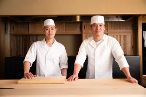 「鮨 うき世」の藤澤琢史 と「鮨 村山」の村山大作氏