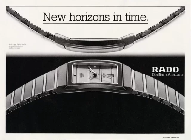 1980年代半ば、当時のラドー ダイヤスター アナトムの広告