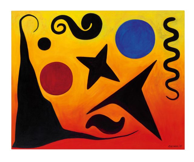 Seven Black, Red and Blue, 1947  Oil on canvas  122.2×153cm.