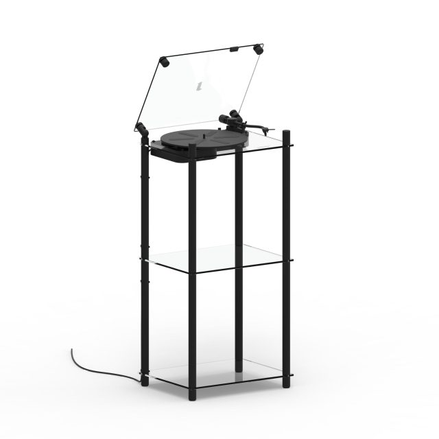 「Transparent Turntable Stand」カラー：ブラック・ホワイト、価格：74,800円（税込）