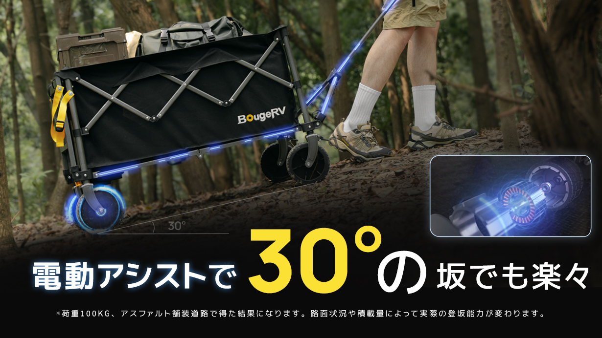 電動式だから坂道でも楽に動作。BougeRVの電動キャリーワゴン「BougeRV 楽GoWagon」 | IGNITE（イグナイト）