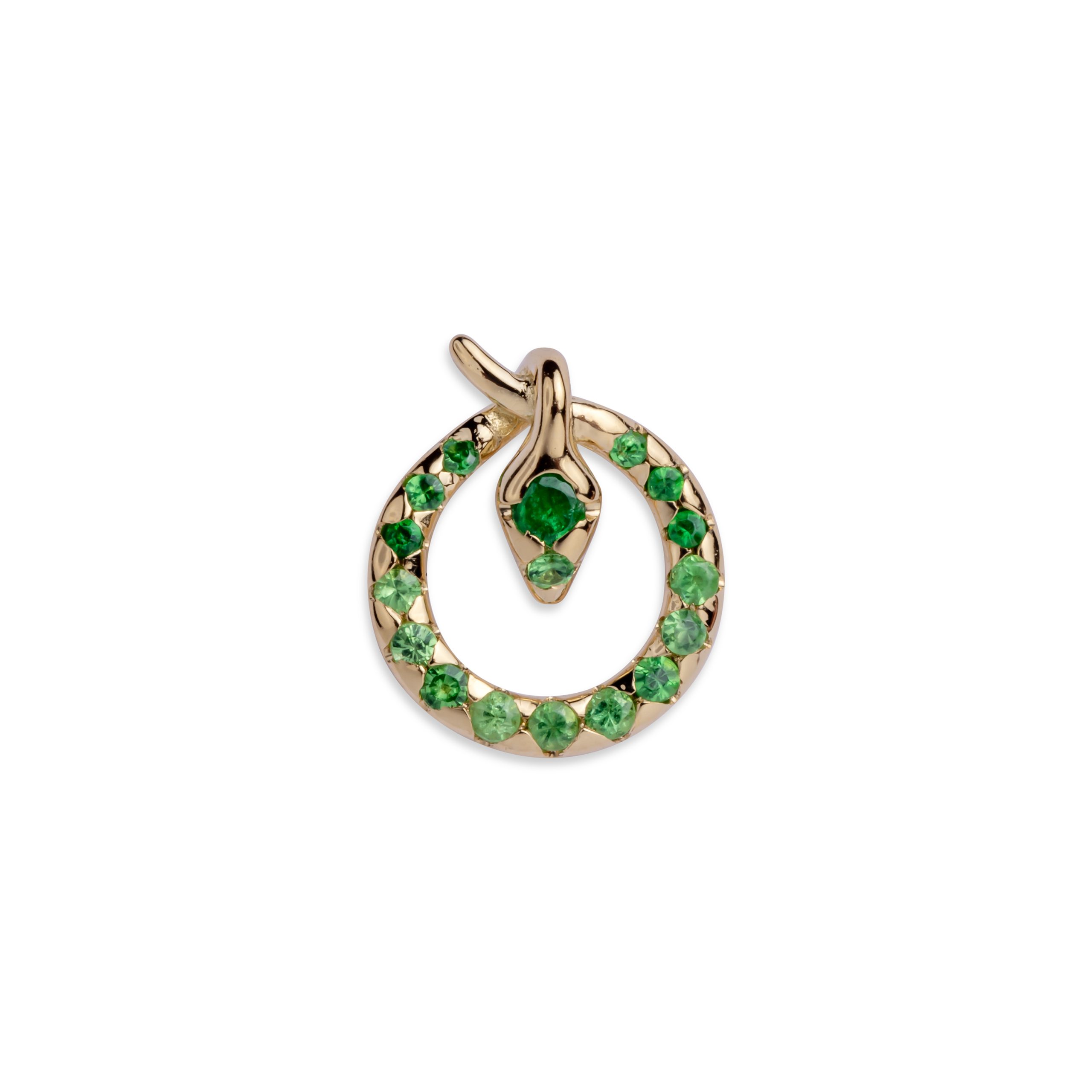 Snake Knot K18グリーンガーネットシングルピアス Green Garnet ¥158,400