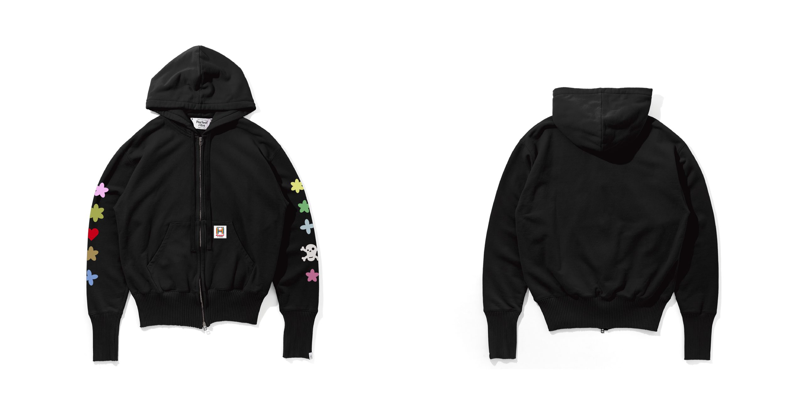 Flower Skull Basic Zip Hoodie（BLACK）￥66,000／Photo by Taka Ishizaki（wolf and Wolff）