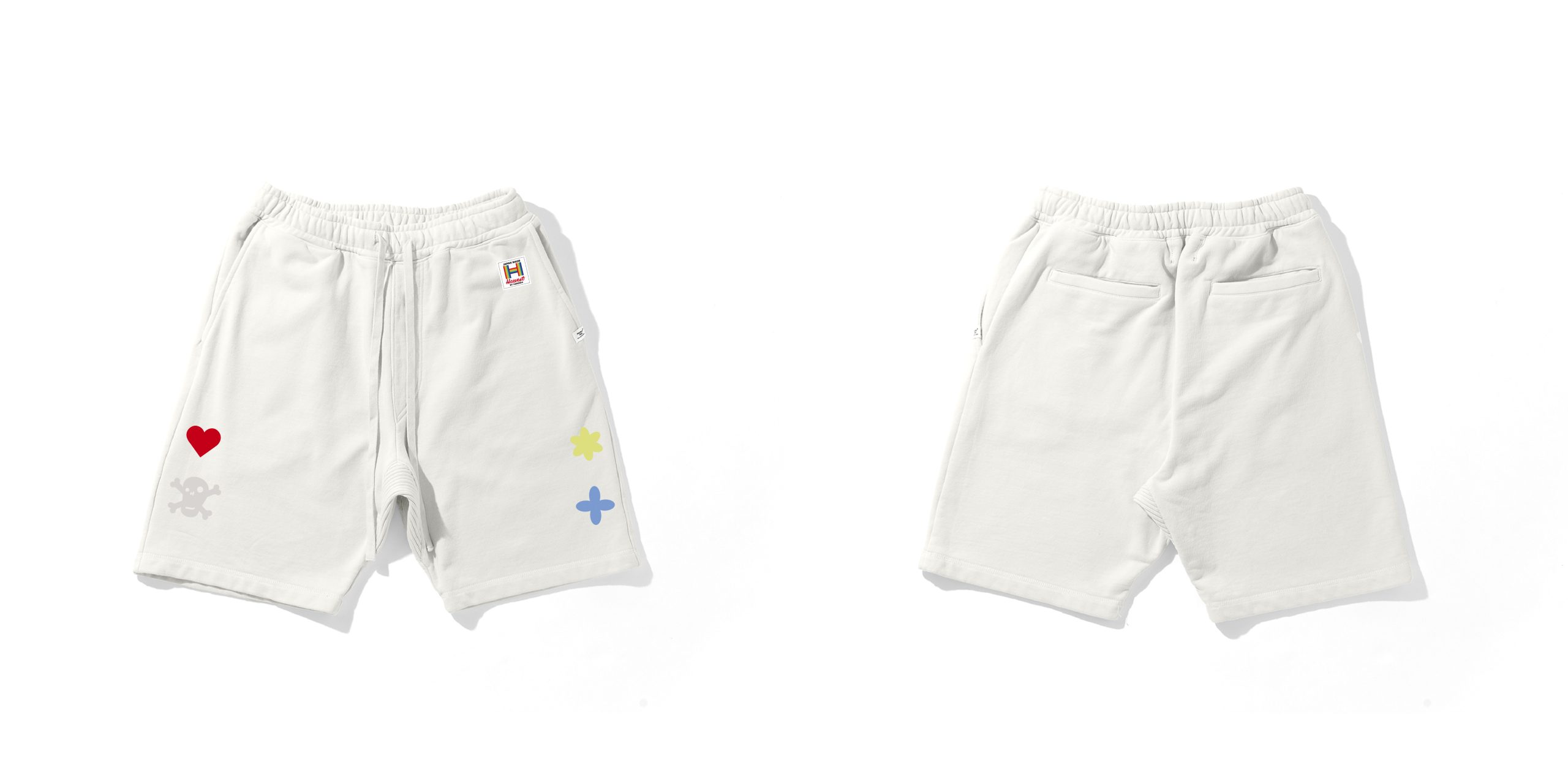 Flower Skull Basic Sweat Short Pants（WHITE）￥46,200／Photo by Taka Ishizaki（wolf and Wolff）