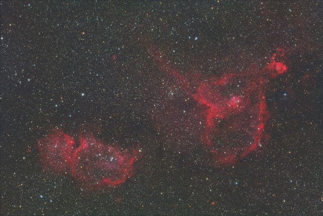 IC1805（ハート星雲）とIC1848（胎児星雲）